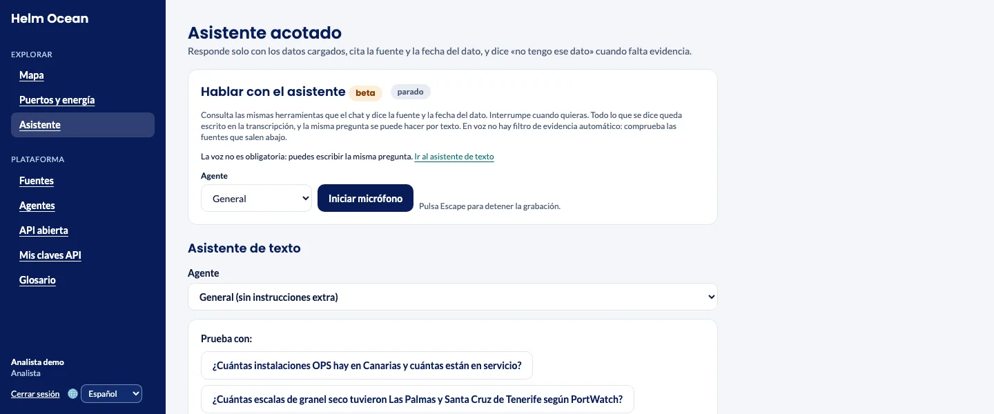 Asistente: respuesta sobre las OPS en servicio de Granadilla con la cita a su evidencia y las fuentes con su fecha